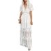 Aria Basics Aria Basics 2021 Spring/Summer Cross-Border New European And American Women's Clothing Lace Long-Sleeve V-Neck Solid Color_ecoleips.com