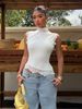Fashion New Sexy Lace Solid Color Versatile Spice Girls Short Sleeveless Vest Women's Clothing_ecoleips.com