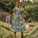 European American Style Women Big Swing Dress Spring Summer Waist Cinched Slimming Elegant Dress_ecoleips.com