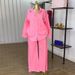 Women's Clothing Summer New Sweet And Fresh Lapel Long Sleeved Beaded Shirt High Waist Straight Pants Two Piece Suit_ecoleips.com
