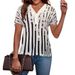 Summer Short-Sleeve Striped V-Neck Sparkling 3D Printed Casual T-Shirt For Women_ecoleips.com
