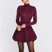Women Elegant Slim‑Fit A‑Line Dress, High Neck Long Sleeve Design, Waist Cinching & Ruched Detail, Feminine Flared Skirt_ecoleips.com
