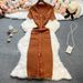 YuooMuoo Chic Fashion Sexy Package Hips Knitted Dress Women V-neck Single-breasted Bodycon Sweater Dress Office Lady Vestidos_ecoleips.com