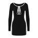 AC482 European And American New Design Niche Slim-fit Color-blocking Simple Style Versatile Long-sleeve Short Dress For_ecoleips.com