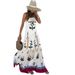 Women's Clothing Floral Vacation Dress Lightweight V-Neck Dress With Long Sleeves Elastic Waist Breathable Cotton For Beach Travel_ecoleips.com