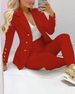 Women's Clothing Square Collar Double Breasted Suit Jacket Trousers_ecoleips.com