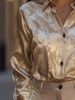 Women's Clothing Satin-Effect Draped Blouse – Elegant Floral Print Shirt For Women (Gold, S-XXL)_ecoleips.com