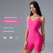V Neck, Padded Bra, Women's Summer Fitness Cycling Romper, Halter Top, Yoga Wear, Shorts D25107_ecoleips.com