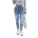 Women's High-Waisted Ripped Skinny Jeans – Stretch Denim, Slim Fit, Mid Blue (S-Xl, Distressed Detailing, Comfortable & Stylish)_ecoleips.com