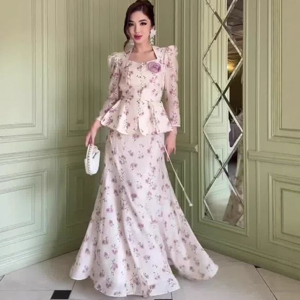 Women's Clothing Spring Long Sleeve Floral Print Top Set Sweet And Elegant Style For Women Long Sleeve For Formal & Casual For Women_ecoleips.com