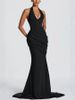 Elegant Backless Sleeveless Dress With Tie-Waist & Flowy Skirt - Chic Solid Color Bodycon Midi Dress For Women_ecoleips.com