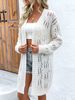 Lightweight Airy Open Front Hollow Out Loose Long Sleeve Knit Cover Up_ecoleips.com