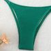 Crinkle Textured Triangle Bikini Set Solid Green Thin Strap High Cut Thong Swimwear Women Summer Beach Bathing Suit_ecoleips.com
