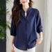 K V-neck White Blouse For Women With Seven-eighths Sleeves, New Embroidered Top With A Mature Temperament And A Light Shirt_ecoleips.com
