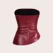 Fashion Women Solid Color Strapless Wrap Leather Dress Sexy Versatile Casual Party Evening Leather Dress For Women_ecoleips.com