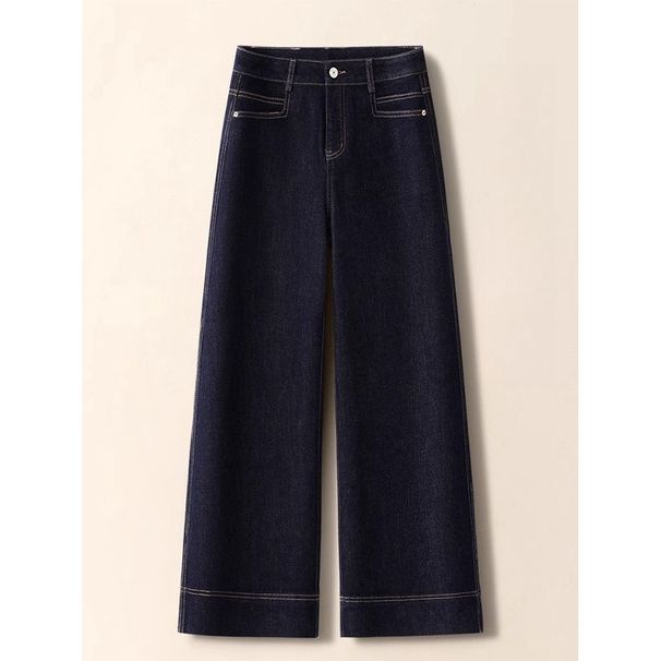 Plus-size Dark Blue Jeans Spring And Autumn 2025 New Style, High-waisted, Slimming Straight-leg For Petite Plus-size_ecoleips.com