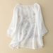 Classic Short-Sleeved Artistic T-Shirt For Summer; Features Embroidery, A Loose Fit With A Round Neckline, And Short Sle_ecoleips.com
