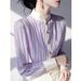 Apricot Striped Unique Beautiful High-end Light Luxury French Stand Collar Base Shirt For Women 2025 Spring_ecoleips.com