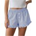 Women's Pleated Boxer Shorts, New Trendy Versatile Beach Shorts With Pockets, Cross-border European And American_ecoleips.com