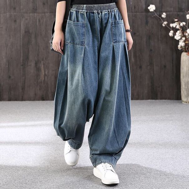 Women's Clothing Spring And Autumn New Loose Large Size Jeans For Women Retro Art White Mopping Casual Baggy Pants Bloomers Trend_ecoleips.com