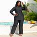 Women's Clothing New One Piece Swimsuit Printed Long Sleeved Swimsuit Female Large Size Suit Surfing Suit_ecoleips.com