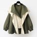 2025 Autumn New European And American Women's Fashion Cross-Border Loose Turn-Down Collar Hooded Zipper Patchwork_ecoleips.com