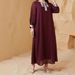 Muslim Dress Women Elegant V-Neck Arab Robe Dress – Loose Fit Short Sleeve Muslim Fashion For Modest Comfort_ecoleips.com