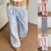 Women's Versatile Striped Loose Casual Elastic Waist Straight Leg Wide Leg Pants_ecoleips.com