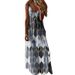 Women's Casual Long Maxi Dress Stylish V‑Neck Spaghetti Strap Design For Daily & Vacation Wear_ecoleips.com