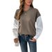 Women's Long Sleeve Striped Fake Two-Piece Sweatshirt – Stylish & Comfortable Fall/Winter Casual Top (Coffee Brown, Sizes S-XL)_ecoleips.com
