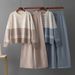 Women's Striped Knit Two Piece Set Crew Neck Sweater Loose Casual Fashion Pants Autumn Winter New Arrival_ecoleips.com