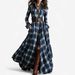 Plaid Long Sleeve Belted Shirt Dress – Single-Breasted & Oversized For Women_ecoleips.com
