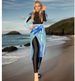 3-Piece Swimdress Set – Modest Swimwear With Cover-Up Skirt & Leggings (S-XL) – UPF 50+ Chlorine-Resistant Polyester (Black/Blue)_ecoleips.com