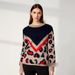 Women's Leopard Print Knit Sweater – Soft Plush Pullover With Round Neck (Black/Dark Gray/Khaki)_ecoleips.com