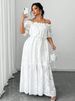 Plus-size Elegant Solid Color Off-shoulder Dress_ecoleips.com