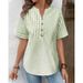 Plus Size Women's Asymmetrical Cardigan V Neck Shirt Striped Patchwork Cotton Linen Top_ecoleips.com