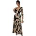 Women's Stylish Jumpsuit With Random Black-Brown Pattern – Flowy Wide-Leg Design & Ruching Detail For Casual Chic_ecoleips.com