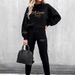 Letter Printing Loose Long Sleeve Casual Plus Velvet Thickening Suit Printing_ecoleips.com