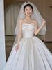 Women's Clothing Strapless Satin Light Main Wedding Dress New Bride High End Texture Retro Dress Petite Outing Dress_ecoleips.com