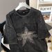 Women's Clothing Five Pointed Star Hot Diamond Pure Cotton Short Sleeved T Shirt Female Summer New Loose Top_ecoleips.com