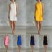 Women's Clothing Women's Solid Color Sleeveless Button Stand Collar Mini Dress For Formal & Casual For Women_ecoleips.com