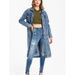 Men's And Women's Distressed Denim Jacket with Polo Collar Long Sleeve Overshirt Streetwear Fashion Blue Coat_ecoleips.com