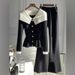 Women’s Clothing Unique Design, Contrast Color Stitching Collar Top, High Waist, Slimming, Slightly Flared Pants, Versatile Two Piece Suit, Trendy_ecoleips.com