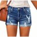 Women's High-Waisted Stretch Ripped Denim Shorts Casual Relaxed Everyday Wear Comfortable Feshion_ecoleips.com