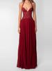 Women's Sexy Embroidery Splicing Solid Gown Fashion Pleated Slim Folded Party Dress Elegant Low-Neck Sleeveless Waist Long Dress_ecoleips.com