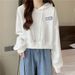 Spring Autumn 2025 New Loose Hooded Waffle Sweatshirt Women With Unique Design For Petite Figures, Short And Long Sleeve_ecoleips.com