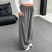 Relaxed Straight-Leg Pants With Drawstring Waist – Polyester-Spandex Blend Casual Trousers For Women (S-3XL, Gray/Black/Brown, Comfort Stretch)_ecoleips.com