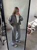 Distressed Zip-Up Hoodie & Relaxed Sweatpants Set (90s Grunge Revival, Oversized Unisex Silhouette, Acid-Washed Cotton Fleece, Streetwear Uniform)_ecoleips.com