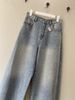 Distressed Embellished Jeans - Vintage-Inspired Wide-Leg Denim With Rhinestone Details, Low-Rise Fit For Women_ecoleips.com
