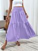 High Waist Elastic A-line Long Skirt, Women Solid Spliced Umbrella Skirt, Elegant Casual Dress Skirt For Summer & Autumn_ecoleips.com